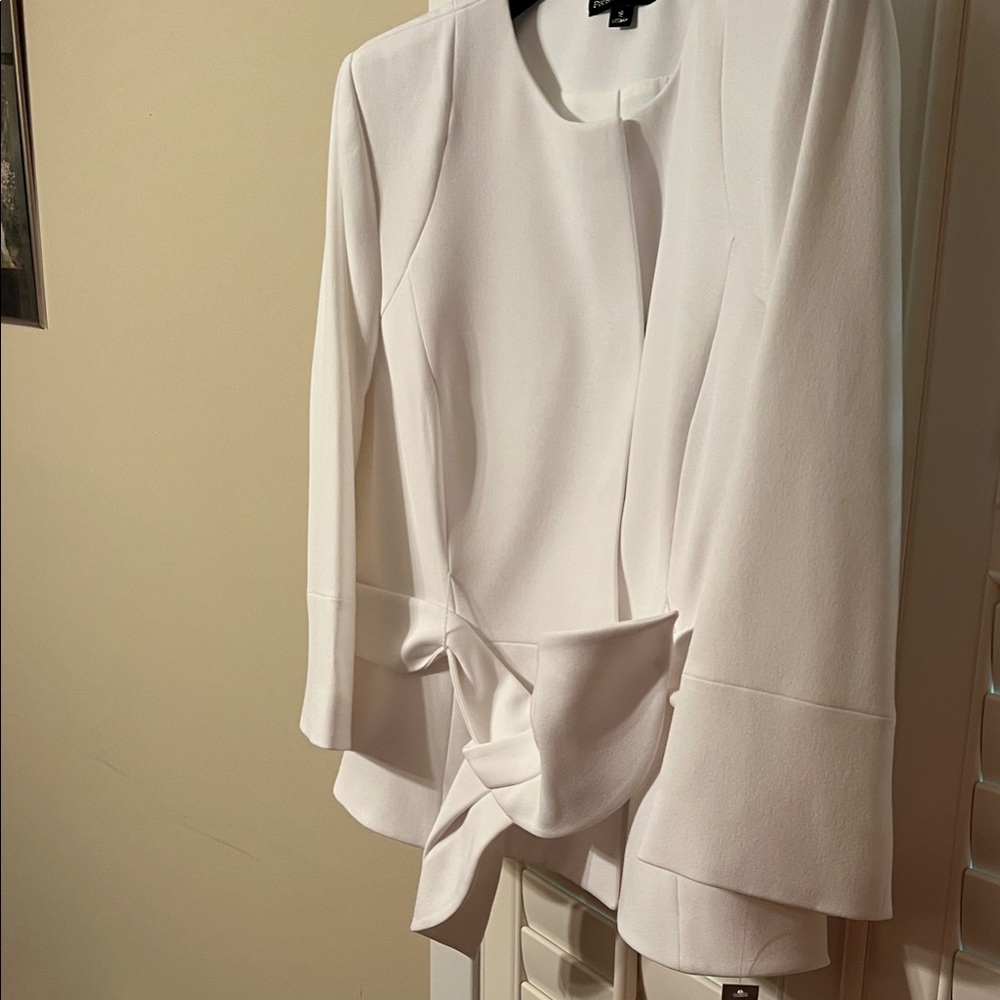 Elegant Preston & York White Dress Shirt with Bow Detail